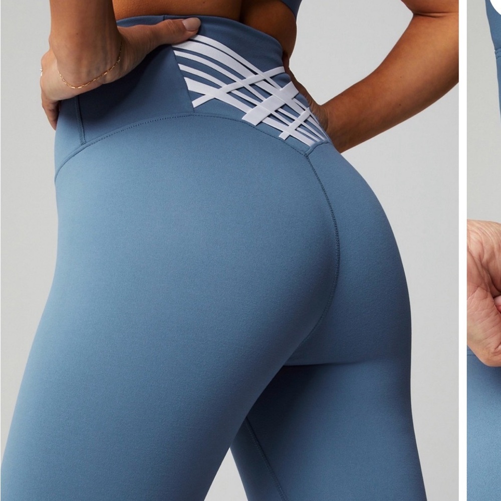 Fabletics Blue High-Waist Crisscross Pocket Leggings - Picture 2 of 7